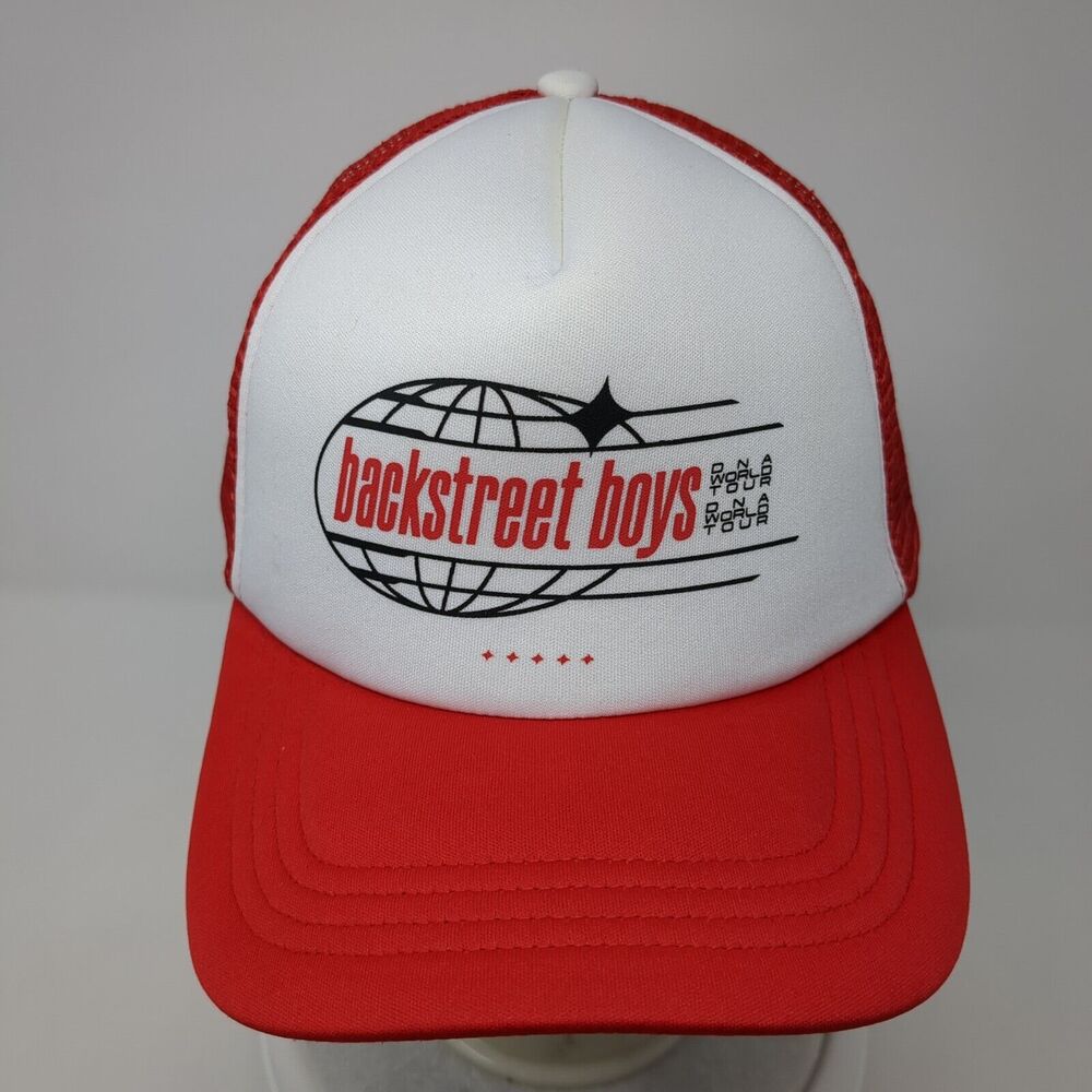 Backstreet Boys DNA World Tour Snapback Trucker Hat Red OS Mesh Back 6 Panel - Picture 2 of 8